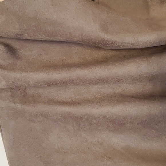 Vigoss Taupe Brown Faux Suede Wrap Moto Jacket L - Picture 8 of 12